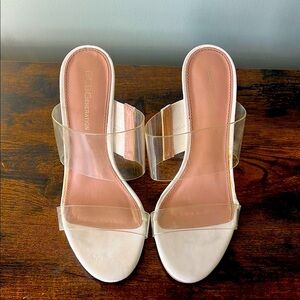 BCBGeneration Women's Clear Strap Sandals - White